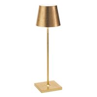 lampara de mesa led zafferano poldina pro gold leaf recargable y regulable con duracion de bateria de hasta 12 horas