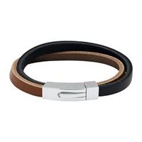pulsera grabable de cuero marron y negro