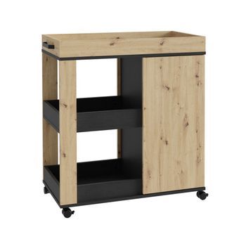 Mueble Bar Rony. Carrito Para Bebidas Con Estantes Y Puertas A Ambos Lados. 78x88x42 Cm.