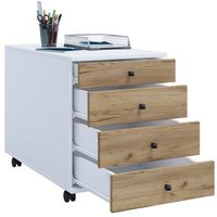 vcm roll container  contenedor lateral con cajones  dimensiones aprox al 57 x an 42 x p 50 cm  contenedor de oficina r lona blanco  roble de miel