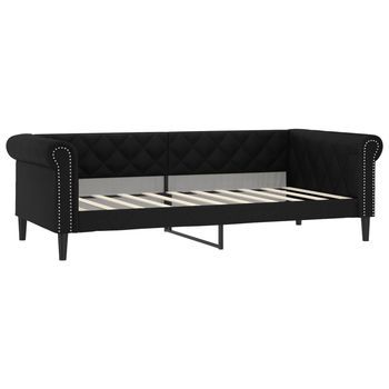 Sofá Cama | Cama Para Adultos Cuero Sintético Negro 90x190 Cm