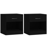 pack 2 uds mesitas de noche  mesa auxiliar  mesilla con cajon negro