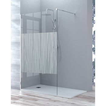 Mampara De Ducha Fijo Walk In | Vidrio Templado 8mm Antical | 195cm Altura | Cromo-serigrafía | 70-120cm | Serigrafía - 100 Cm (1 Fijo) - Cromo Brillo