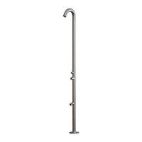 ducha para piscina exterior acero inoxidable 316 satinada con lavapies y mezclador frio-calor
