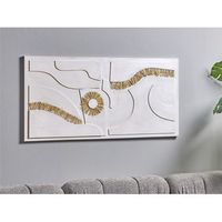 lienzo abstracto con motivos en rafia 140x3x70 cm