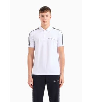 A|X Armani Exchange para hombre. 8NZFSGZJ81Z1100 Polo liso blanco (L), Casual, Algodón, Manga corta