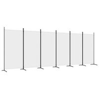 biombo separador de ambientes 6 paneles 520 x 180 cm tela blanca y hierro dec031050