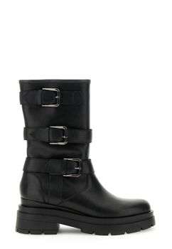 botas media caña de piel con hebillas black 35