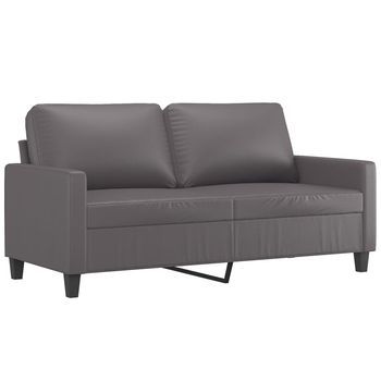 Sofá De 2 Plazas De Cuero Sintético Gris 140 Cm Vidaxl