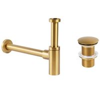 sifon de lavabo con desague clic clac de laton y acero inoxidable dorado mafredi
