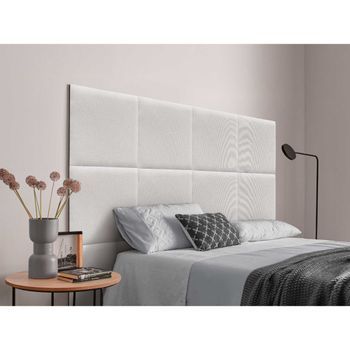 Dhome Cabecero Tapizado Compuesto De Paneles Autoadhesivos Intercambiables Serie Luxury Edition Cama Lujo Dormitorio (silver Nacar, 140cm)