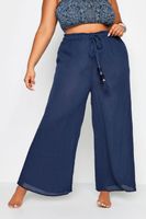 yours pantalones playeros azules de viscosa mujer curvy y tallas grandes yours