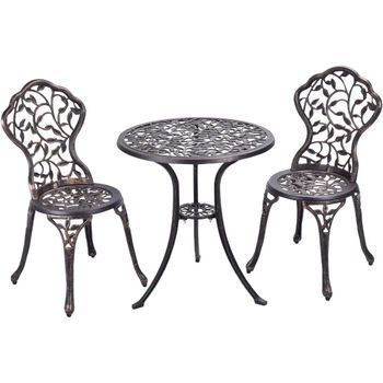 Conjuntos De Mueble De Jardín Con 1 Mesa Y 2 Sillas Costway 60 X 60 X 65 Cm