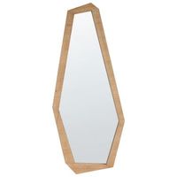 espejo de pared irregular con marco de madera moderno marron claro 44 x 104 cm chanu