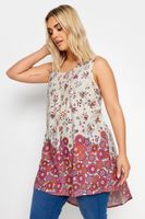 yours top largo sin mangas crema y malva de flores mujer curvy y tallas grandes yours