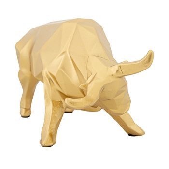 Estatua De Toro De Resina Dorada 19,5x9,9x10,6 Cm