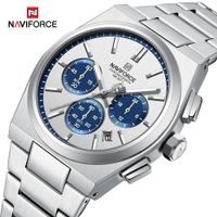 naviforce-reloj de pulsera deportivo de cuarzo para hombre cronografo informal con correa de acero resistente al agua para negocios