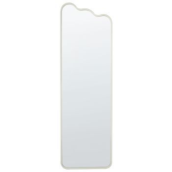 Espejo De Pared Moderno Marco Metálico De Hierro Forma Irregular Decoración De Sala De Estar 45 X 145 Cm Blanco Abzac