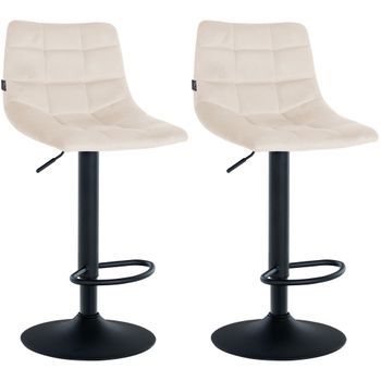 Juego De 2 Taburetes De Bar Jerry En Terciopelo Crema 46.5x43x87 Cm Clp