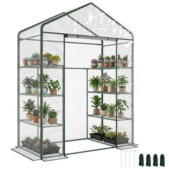 Outsunny Invernadero de Jardín Caseta para Cultivos Plantas Tomates Flores 143x73x195cm Tubo de Acero Cubierta PVC   Aosom España