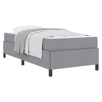 Cama Individual | Cama Para Adulto | Cama Tipo Box Spring Gris Claro 80 X 200 Cm Tela