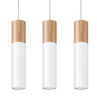lampara de techo madera naturalblanca acero alt 90 cm