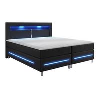 cama continental nashville 109 doble negro cuero ecologico somieres 160x210x115cm