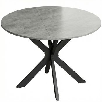 HOMCOM Mesa de comedor plegable para 2-6 personas, mesa redonda plegable con estructura de acero doble en X, tablero grueso, gris cemento