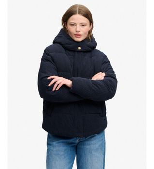 Superdry para mujer. W5012208A Chaqueta Acolchada Premium de Pana con Capucha marino (S), Casual