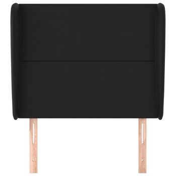 Cabecero Cama Mueble De Dormitorio Con Orejas De Cuero Sintético 103 X 23 X 118/128 Cm Negro M02_0002985