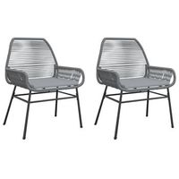 pack 2 uds sillones de jardin  silla de jardin con cojines ratan sintetico gris