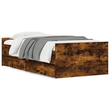 Estructura De Cama Con Cajones Roble Ahumado 90x200 Cm Vidaxl