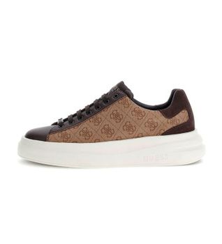 Guess para hombre. FMPVIBFAL12 Zapatilla Elba logotipo 4g marrón (43), Plano, Cordones, Casual