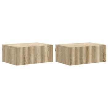 Mesita De Noche De Pared 2 Pcs Roble Sonoma 49 X 34,5 X 20 Cm Vidaxl