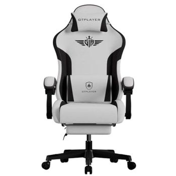 Gtplayer Ergonomischer Gaming-stuhl Mit Lendenwirbelstütze Und Verbreiterter Rückenlehne - Stoff Grau