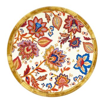 Plato pequeño de melamina estampado con flores indias ø 23 cm