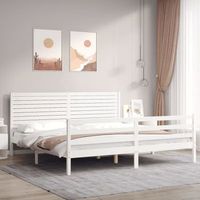 cama matrimonial  cama para adultos  estructura de cama con cabecero madera maciza blanco 200x200 cm cfw837499