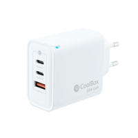cargador usb pared coolbox gan 65w usb-cusb-cusb-a qc30 blanco