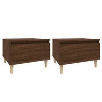 2 uds mesas auxiliares  mesita auxiliar  mesa de cafe contrachapada roble marron 50x46x35 cm