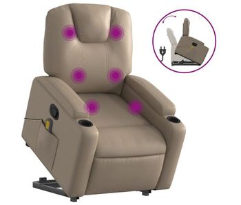 Vidaxl sillón reclinable masaje pie cuero artificial color capuchino