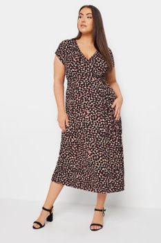 Yours Vestido Cruzado Granate Moteado, Mujer Curvy Y Tallas Grandes, Yours