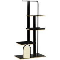 pawhut arbol rascador diseno industrial 3 plataformas 2 cojines rascador de pared estructura de acero negro 85x48x170 cm   aosom espana