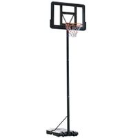 homcom canasta de baloncesto con altura ajustable 220-365 cm aro de baloncesto con soporte ruedas base rellenable negro