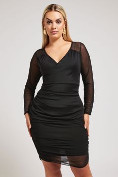 Yours London Top Cruzado Negro De Malla, Mujer Curvy Y Tallas Grandes, Yours London