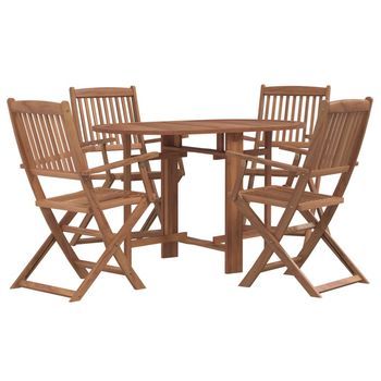 Set Comedor De Jardín Plegable 5 Piezas Madera Maciza De Acacia Vidaxl