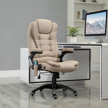 Silla De Masaje De Terciopelo Espuma Vinsetto 67x74x107-116 Cm Caqui