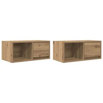 Muebles Para Tv 2 Uds | Mueble De Salón | Mesa De Tv Madera Roble Artisan 60x31x25,5 Cm