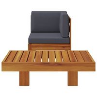 muebles de jardin 2 uds  mesa y sillas cojines madera acacia gris oscuro