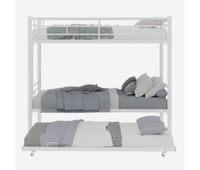 cama litera doble twin - alta resistencia estable silenciosa con barandilla de seguridad - blanca
