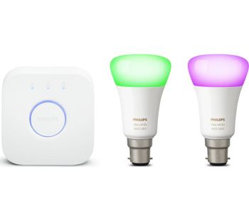 PHILIPS Hue White and Colour Ambiance Mini Smart Bulb Starter Kit - B22, White